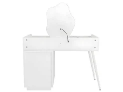 Kaptafel Met Spiegel En Led-Verlichting - 2 Lades En Een Uitneembare Kast - Wit (Kruk Niet Inbegrepen)