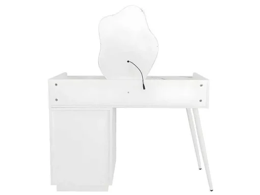 Kaptafel Met Spiegel En Led-Verlichting - 2 Lades En Een Uitneembare Kast - Wit (Kruk Niet Inbegrepen)