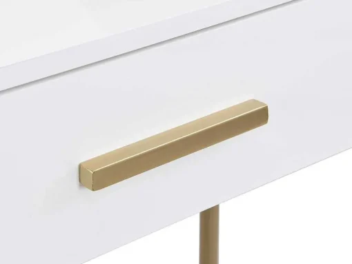 Kaptafel Met Spiegel En Lade - Mdf En Metaal - Wit Gelakt En Goudkleurig - Vonali Van Pascal Morabito
