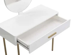 Kaptafel Met Spiegel En Lade - Mdf En Metaal - Wit Gelakt En Goudkleurig - Vonali Van Pascal Morabito
