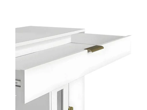 Kaptafel Met Spiegel En Led-Verlichting - 2 Lades En Een Uitneembare Kast - Wit (Kruk Niet Inbegrepen)