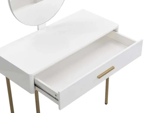 Kaptafel Met Spiegel En Lade - Mdf En Metaal - Wit Gelakt En Goudkleurig - Vonali Van Pascal Morabito