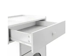 Kaptafel Met Spiegel En Led-Verlichting - 2 Lades En Een Uitneembare Kast - Wit (Kruk Niet Inbegrepen)