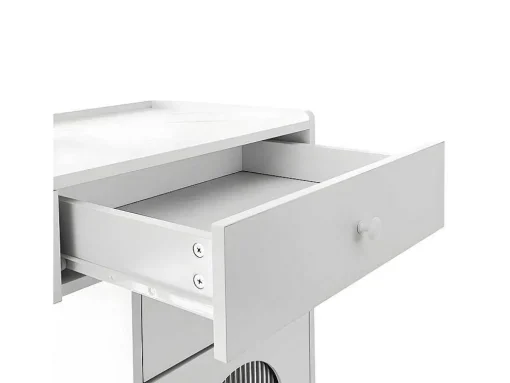 Kaptafel Met Spiegel En Led-Verlichting - 2 Lades En Een Uitneembare Kast - Wit (Kruk Niet Inbegrepen)