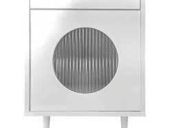 Kaptafel Met Spiegel En Led-Verlichting - 2 Lades En Een Uitneembare Kast - Wit (Kruk Niet Inbegrepen)