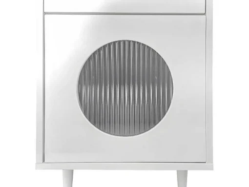 Kaptafel Met Spiegel En Led-Verlichting - 2 Lades En Een Uitneembare Kast - Wit (Kruk Niet Inbegrepen)