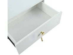 Kaptafel Met Spiegel En Led-Verlichting - 2 Lades En Een Uitneembare Kast - Wit (Kruk Niet Inbegrepen)