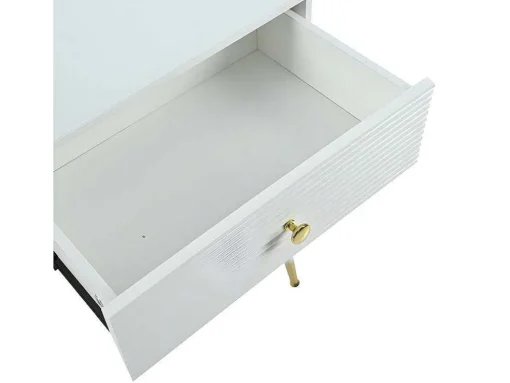 Kaptafel Met Spiegel En Led-Verlichting - 2 Lades En Een Uitneembare Kast - Wit (Kruk Niet Inbegrepen)