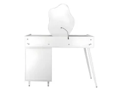 Kaptafel Met Spiegel En Led-Verlichting - 2 Lades En Een Uitneembare Kast - Wit (Kruk Niet Inbegrepen)