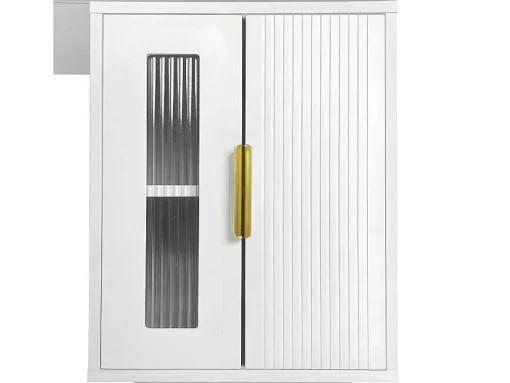Kaptafel Met Spiegel En Led-Verlichting - 2 Lades En Een Uitneembare Kast - Wit (Kruk Niet Inbegrepen)