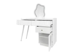 Kaptafel Met Spiegel En Led-Verlichting - 2 Lades En Een Uitneembare Kast - Wit (Kruk Niet Inbegrepen)