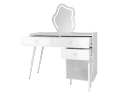 Kaptafel Met Spiegel En Led-Verlichting - 2 Lades En Een Uitneembare Kast - Wit (Kruk Niet Inbegrepen)