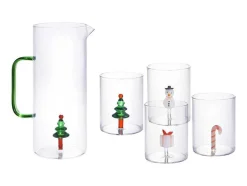 Karaf + Set Van 4 Glazen Met Kerstmotieven - Scopa