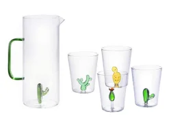 Karaf + Set Van 4 Glazen Met Cactus - Puntia