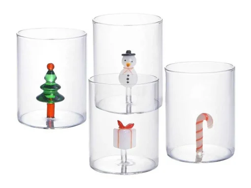 Karaf + Set Van 4 Glazen Met Kerstmotieven - Scopa