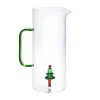 Karaf Met Kerstboom In Glas - Transparant En Groen - O14,5 X H24 - Mannie