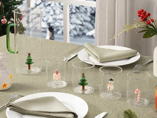 Karaf Met Kerstboom In Glas - Transparant En Groen - O14,5 X H24 - Mannie