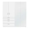 Kast Met 4 Deuren En 4 Lades - Met Spiegel - L200 Cm - Wit - Nidawo