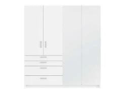 Kast Met 4 Deuren En 4 Lades - Met Spiegel - L200 Cm - Wit - Nidawo
