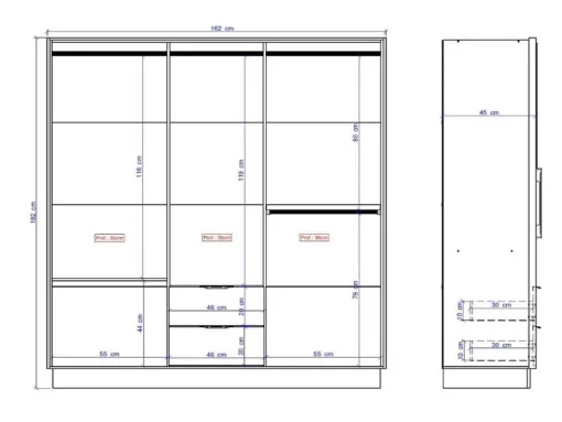 Kast Met 6 Deuren En 2 Lades - L162 Cm - Wit - Feova