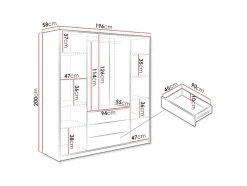 Kast Met 4 Deuren En 3 Lades - L196 Cm - Zwart - Lizandro