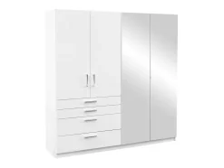 Kast Met 4 Deuren En 4 Lades - Met Spiegel - L200 Cm - Wit - Nidawo