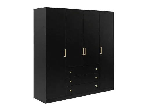 Kast Met 4 Deuren En 3 Lades - L196 Cm - Zwart - Lizandro