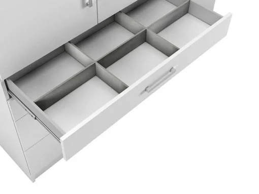 Kast Met 4 Deuren En 4 Lades - Met Spiegel - L200 Cm - Wit - Nidawo