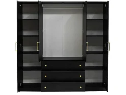 Kast Met 4 Deuren En 3 Lades - L196 Cm - Zwart - Lizandro