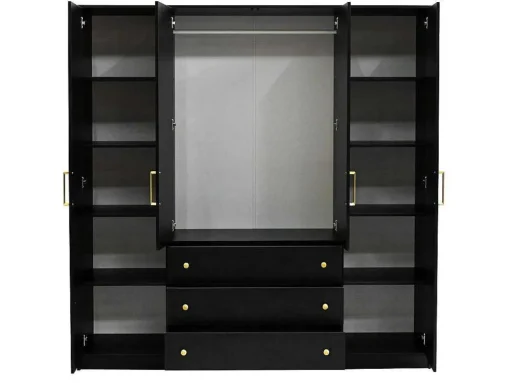 Kast Met 4 Deuren En 3 Lades - L196 Cm - Zwart - Lizandro