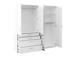 Kast Met 4 Deuren En 4 Lades - Met Spiegel - L200 Cm - Wit - Nidawo