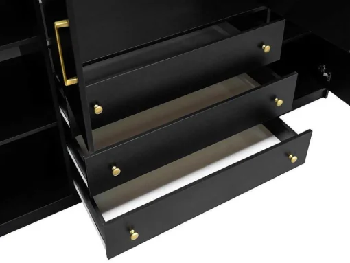 Kast Met 4 Deuren En 3 Lades - L196 Cm - Zwart - Lizandro