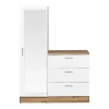 Kast Met 3 Lades En Element Met Spiegel - Wit En Houtlook - Vitorio