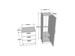 Kast Met 3 Lades En Element Met Spiegel - Wit En Houtlook - Vitorio