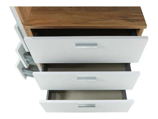Kast Met 3 Lades En Element Met Spiegel - Wit En Houtlook - Vitorio