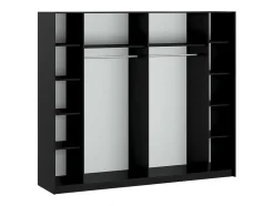Kast Met 2 Schuifdeuren - Met Spiegel - L244 Cm - Zwart - Nimela
