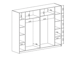 Kast Met 2 Schuifdeuren - Met Spiegel - L244 Cm - Zwart - Nimela