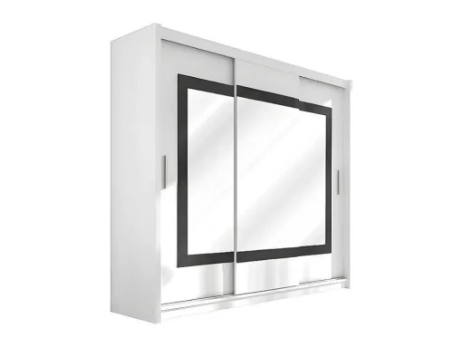 Kast Met 3 Schuifdeuren - Met Spiegel - L. 250 Cm - Kleur: Wit - Autlan