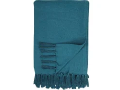 Katoenen Sprei Met Franjes - 230 X 250 Cm - Blauw - Segna