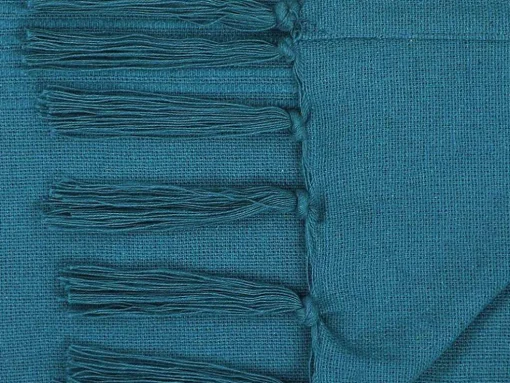 Katoenen Sprei Met Franjes - 230 X 250 Cm - Blauw - Segna