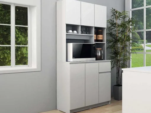Keukenbuffet Met 6 Deuren, 1 Lade En 5 Nissen - Wit - Nizali