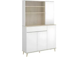 Keukenbuffet Wajdi - 4 Deuren, 1 Lade En 3 Nissen - Wit En Eiken