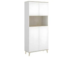 Keukenbuffet Wajdi - 4 Deuren En 1 Nis - Wit En Eiken