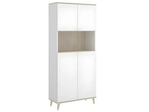 Keukenbuffet Wajdi - 4 Deuren En 1 Nis - Wit En Eiken