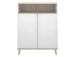 Keukenbuffet Wajdi - 2 Deuren En 1 Nis - Wit En Eiken