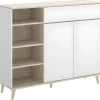 Keukenbuffet Wajdi - 2 Deuren, 1 Lade En 4 Nissen - Wit En Eiken