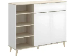 Keukenbuffet Wajdi - 2 Deuren, 1 Lade En 4 Nissen - Wit En Eiken