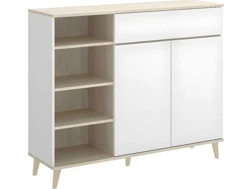 Keukenbuffet Wajdi - 2 Deuren, 1 Lade En 4 Nissen - Wit En Eiken