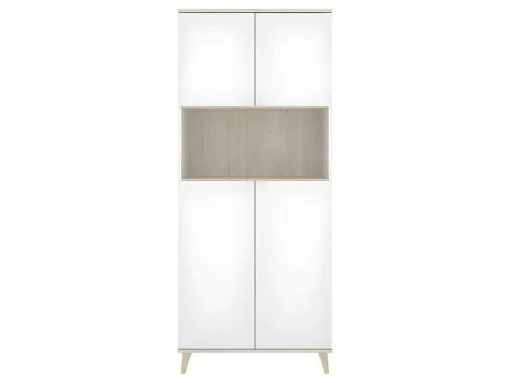 Keukenbuffet Wajdi - 4 Deuren En 1 Nis - Wit En Eiken