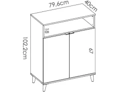 Keukenbuffet Wajdi - 2 Deuren En 1 Nis - Wit En Eiken